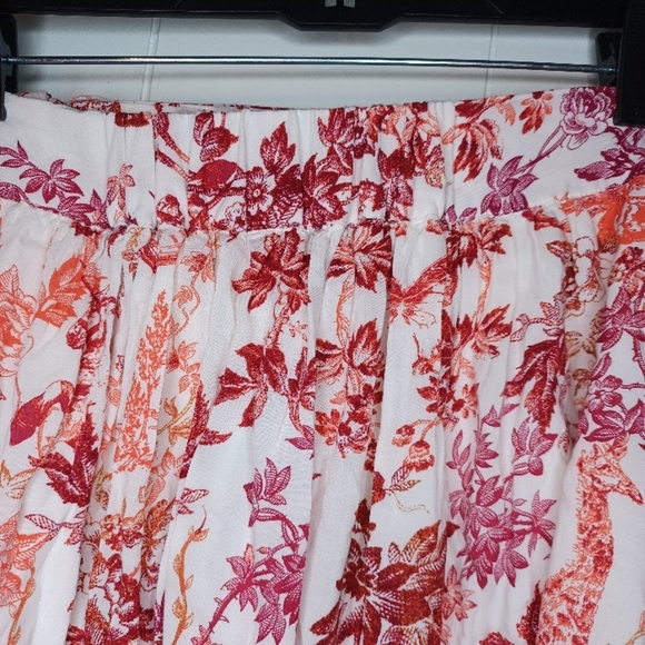 Anthropologie Red and Pink Floral A-Line Skirt - Picture 12 of 14